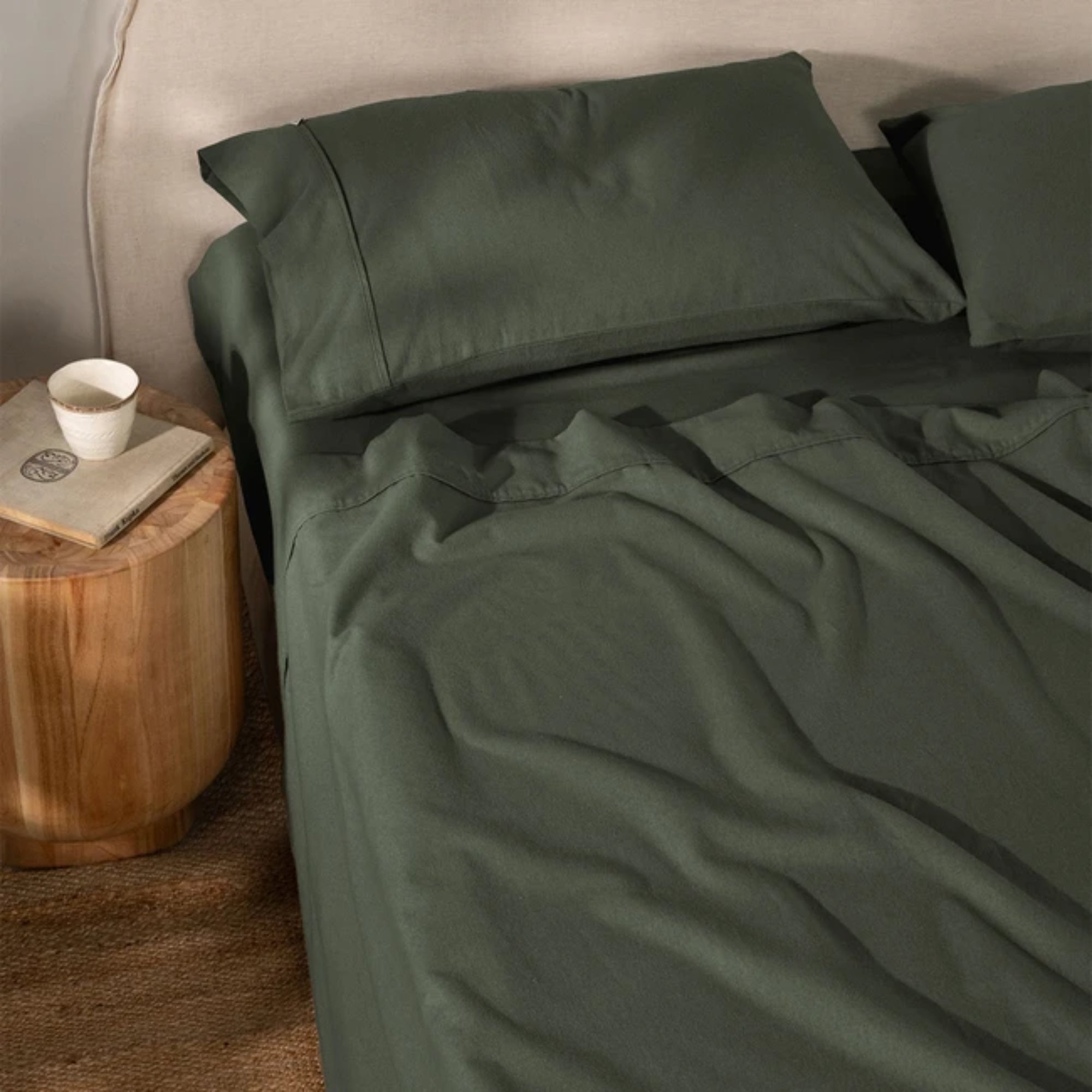 Canningvale CoziCotton Flannelette Queen Sheet Set - Dark Olive