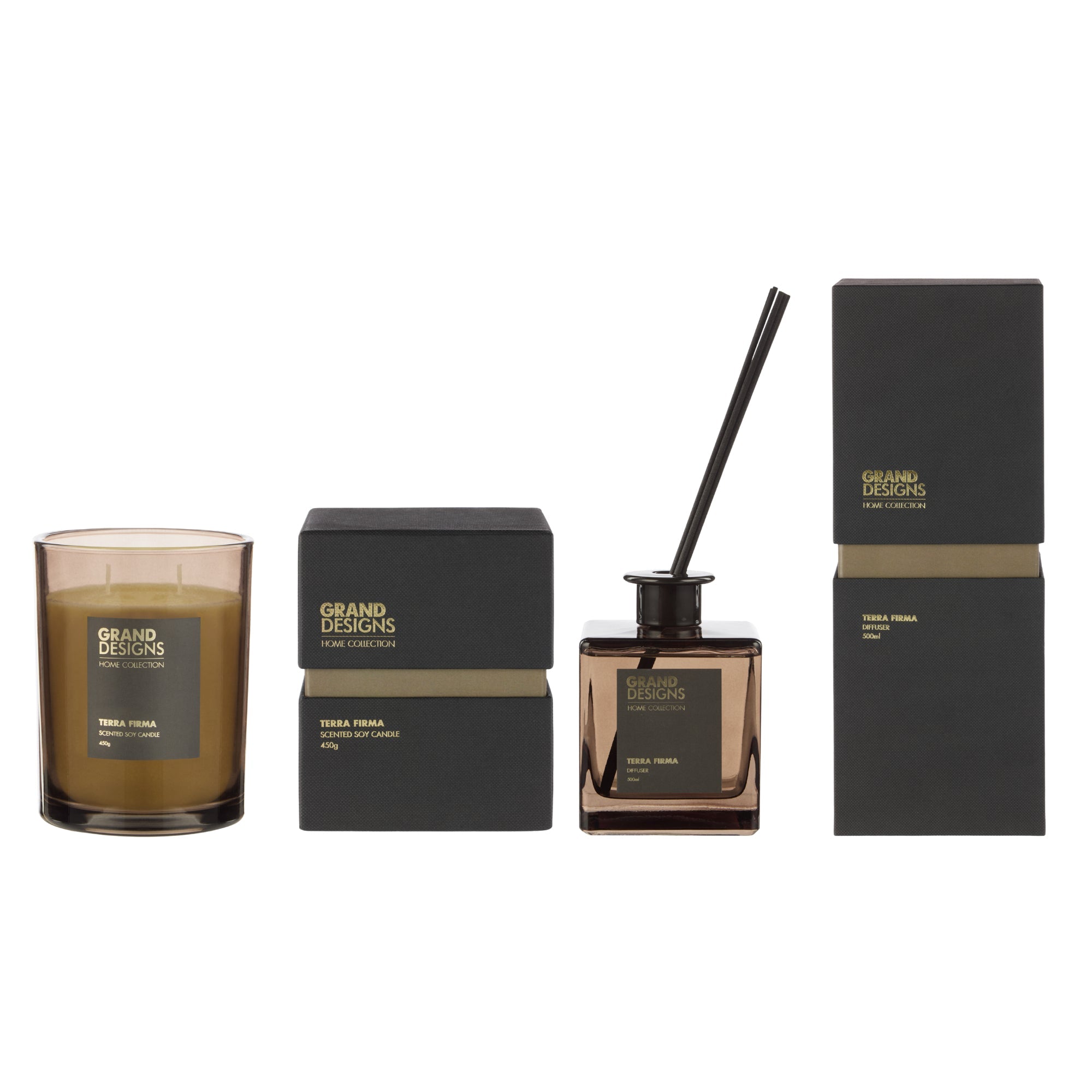 Grand Designs Terra Firma 450g Candle & 500ml Diffuser - Value Village