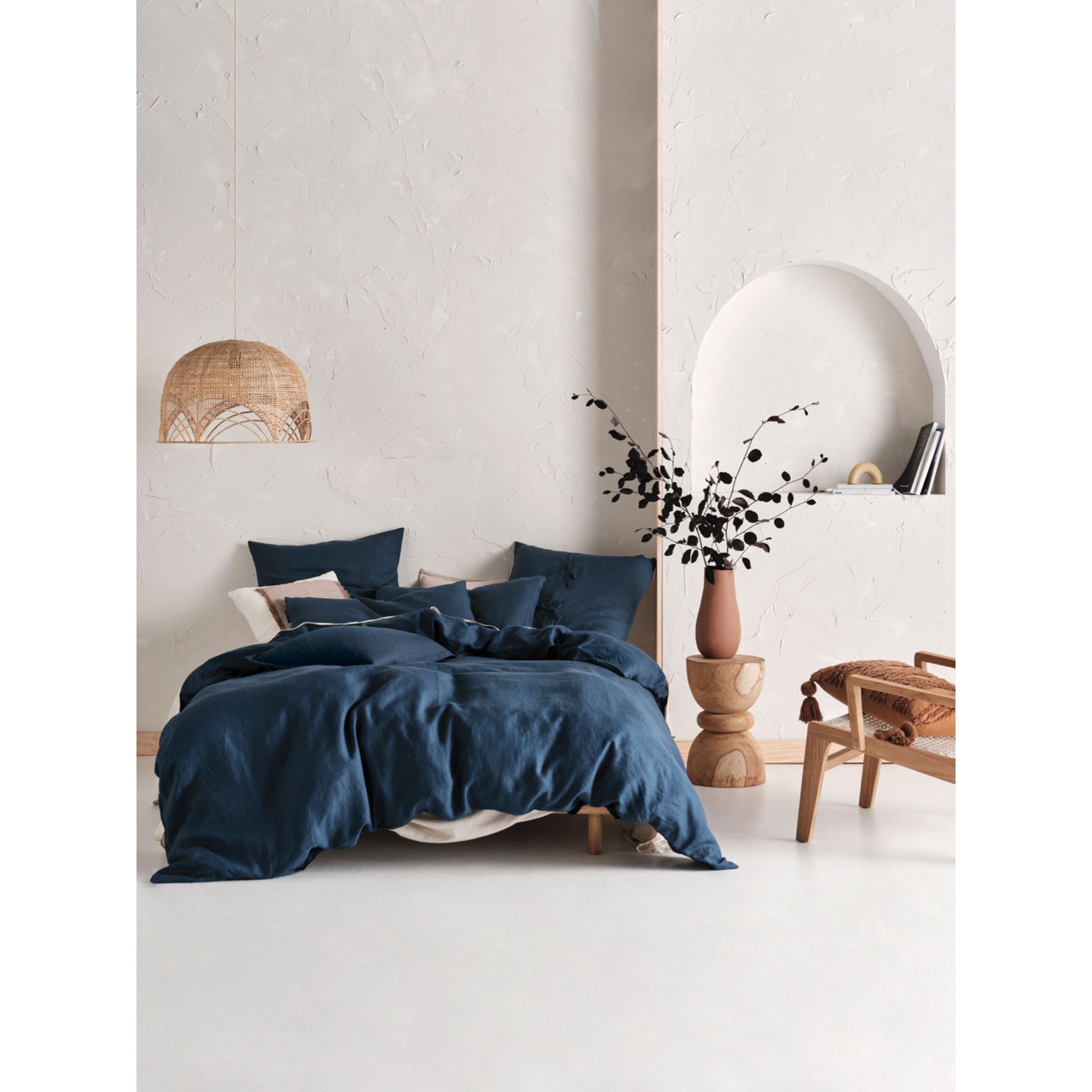 Linen House Nimes Queen Quilt Cover Set - Navy - Value Village