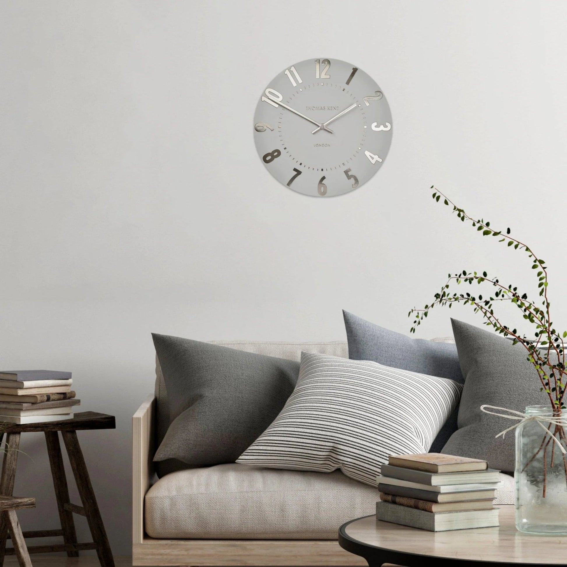 Thomas Kent 30cm Mulberry Wall Clock Foiled Arabic Numerals, Open Face - Silver Cloud - Value Village