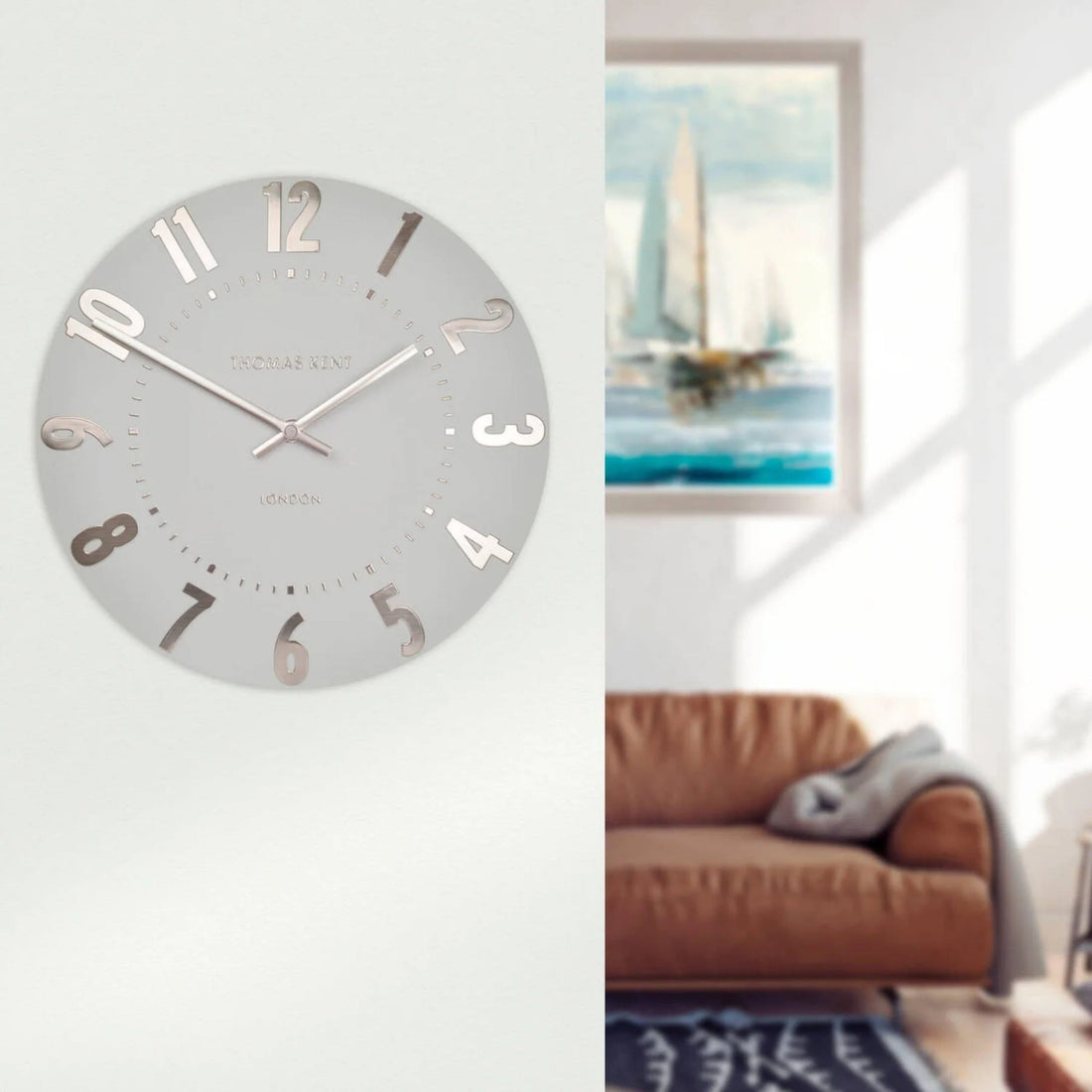 Thomas Kent 30cm Mulberry Wall Clock Foiled Arabic Numerals, Open Face - Silver Cloud - Value Village