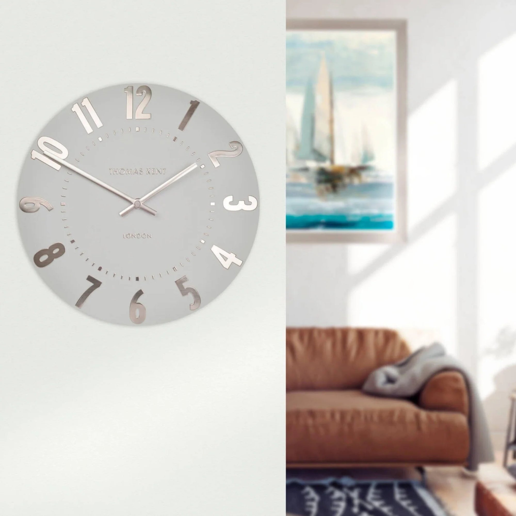 Thomas Kent 30cm Mulberry Wall Clock Foiled Arabic Numerals, Open Face - Silver Cloud - Value Village