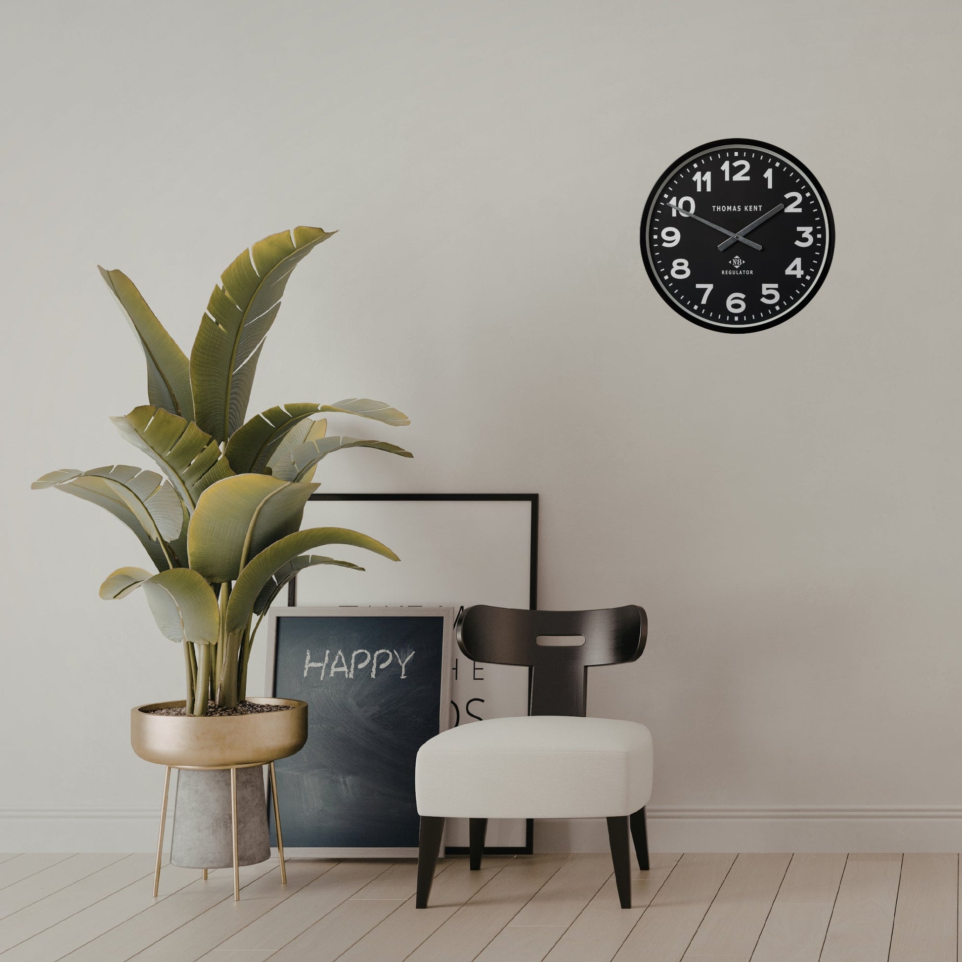 Thomas Kent 30cm Regulator No 8 Wall Clock, Metal Case/Glass Face - Black/Black - Value Village