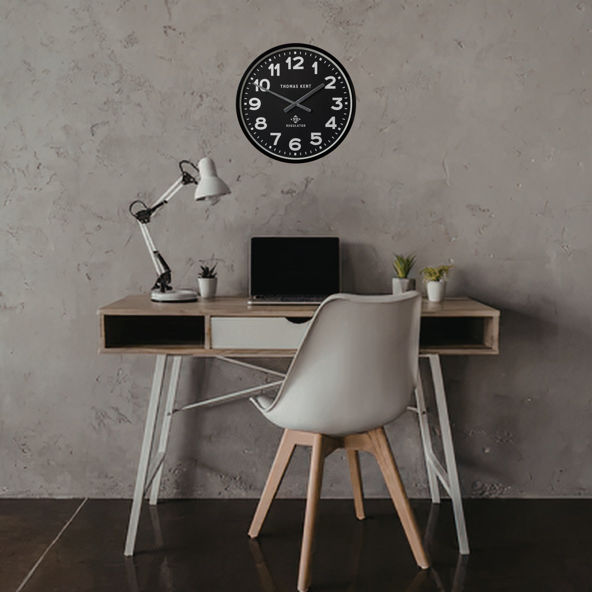 Thomas Kent 30cm Regulator No 8 Wall Clock, Metal Case/Glass Face - Black/Black - Value Village
